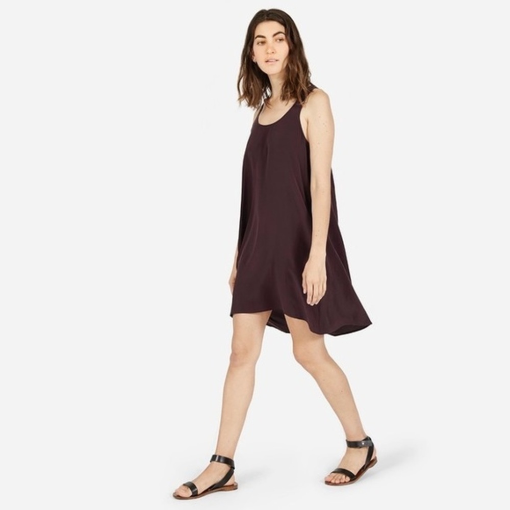 Everlane size small maroon burgundy silk tank mini dress minimalist, lightweight